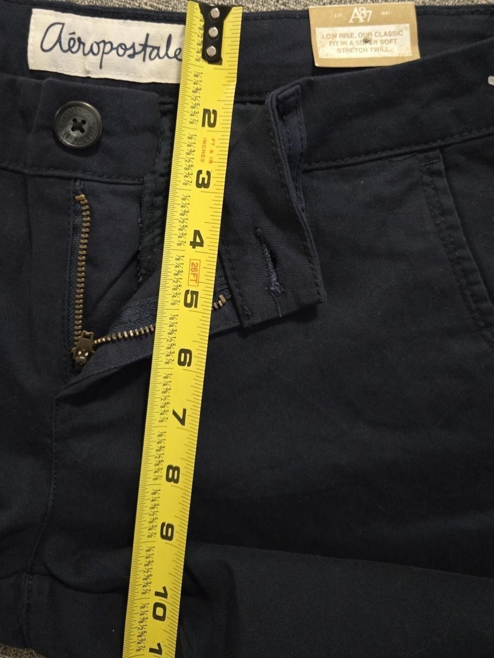 Aeropostale Low Rise Straight Leg Trousers Navy Size 8 BNWT Zipper Fly
